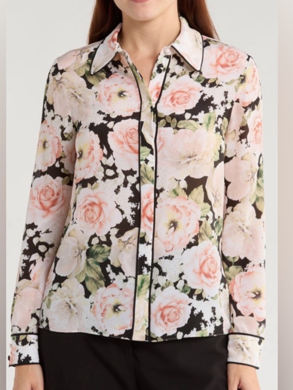Alice + Olivia Willa 100% Silk Button-Up Shirt